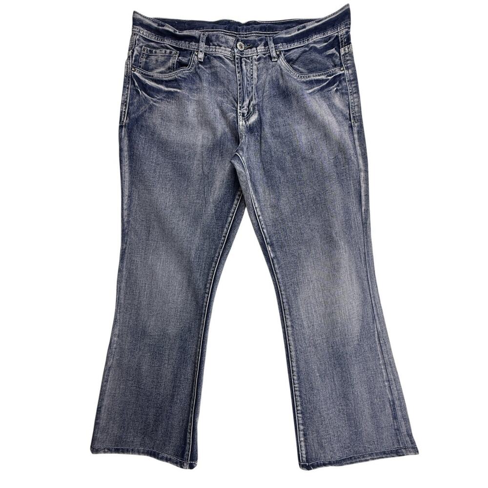 Buffalo David Bitten Jeans Mens 38/40 King Basic Bootcut White Leather Patch